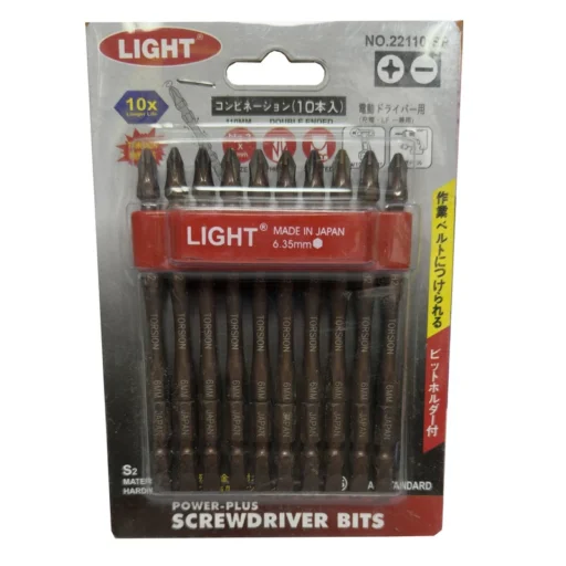 ست 10 عددی نوک پیچ گوشتی لایت دوسو چهارسو مدل 22110SP